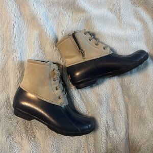Sperry Navy and Grey Rain Boots